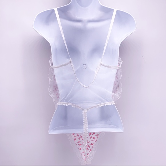 VINTAGE Heart and Bow Teddy Bodysuit Lingerie Size S/M - Picture 6 of 9